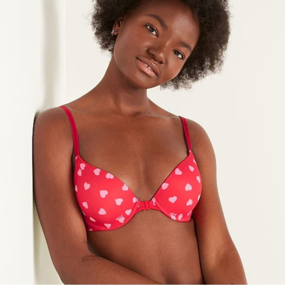 Victorias Secret Pink Heart Front Clasp Push Up Bra